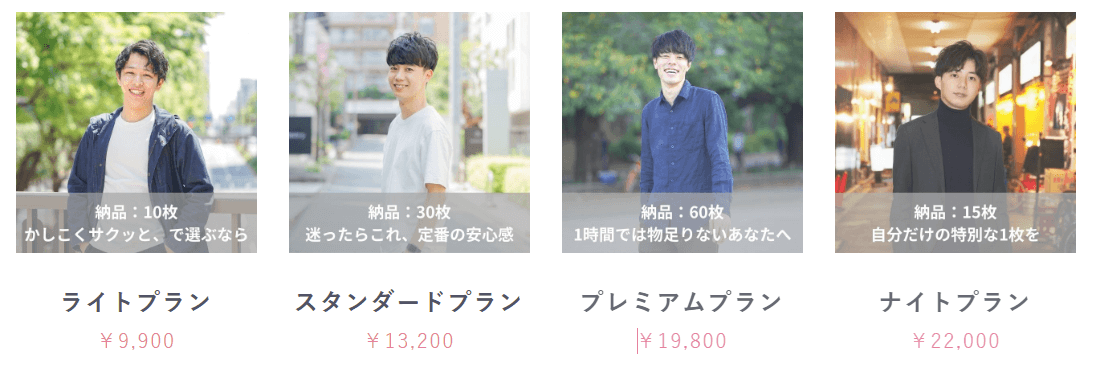 Photojoyの料金一覧表と撮影プランの解説